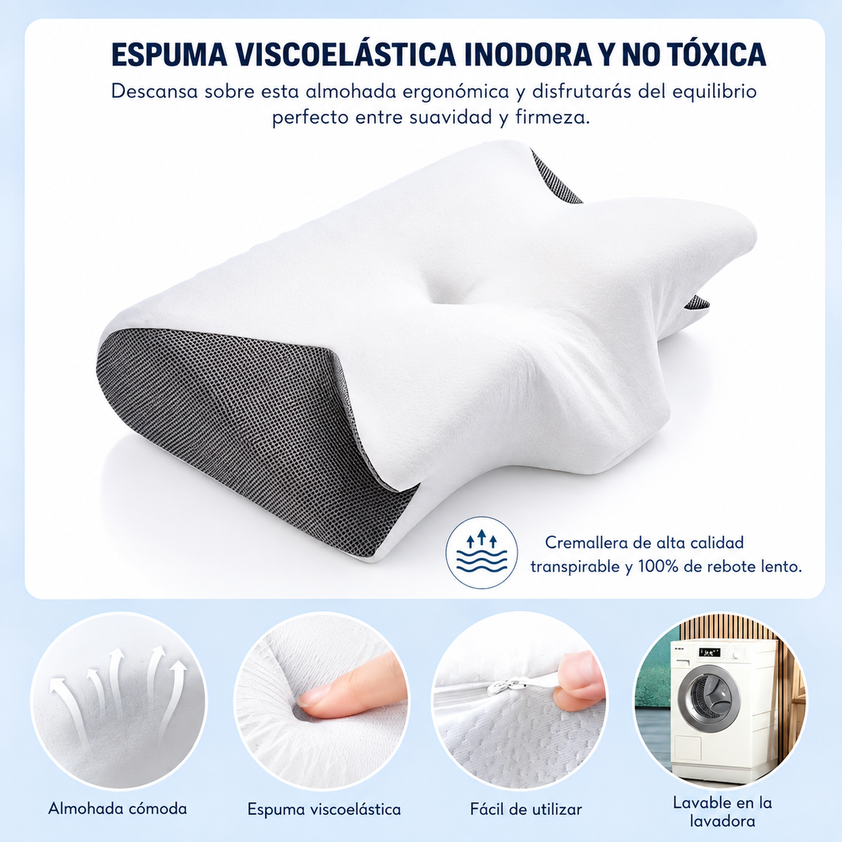 Almohada Cervical Ergonómica Viscoelástica