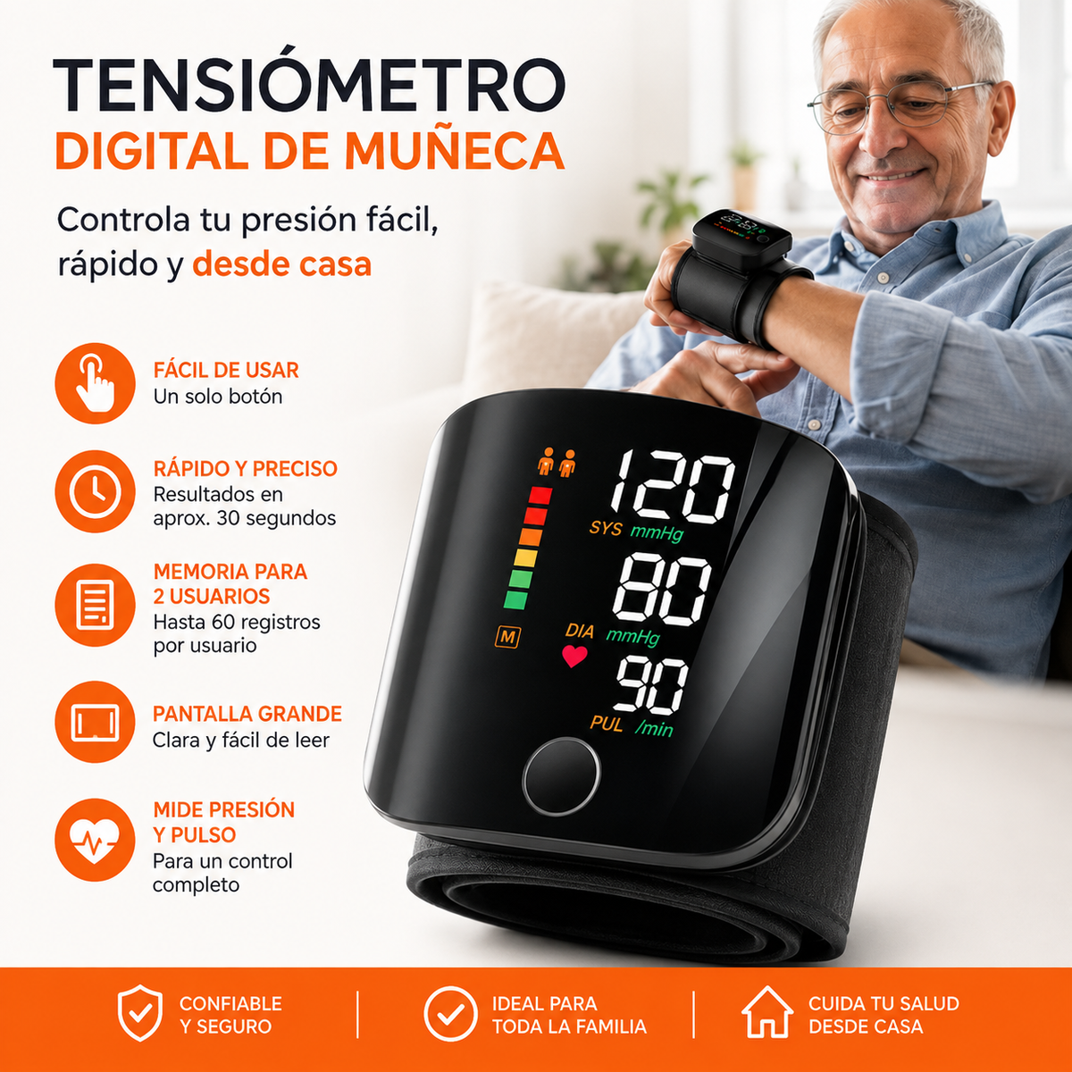 Tensiómetro Digital de Muñeca | Medición Fácil y Portátil