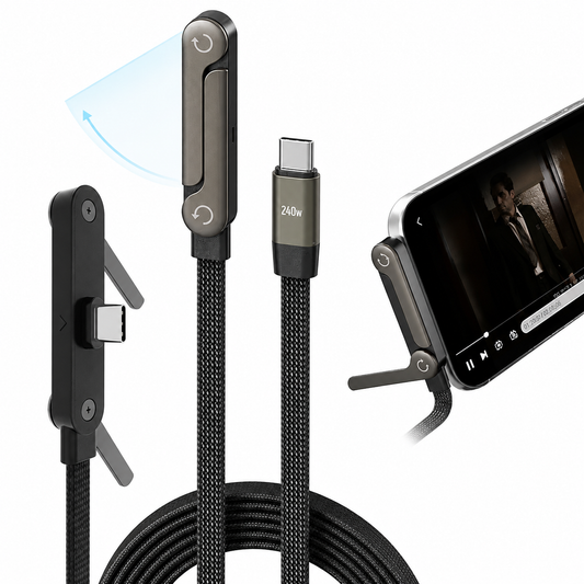 Cable Tipo C 2 en 1: Carga Rápida 240W y Soporte para Celular