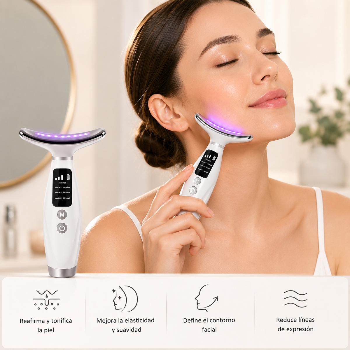 Masajeador Facial Reafirmante con Luz LED