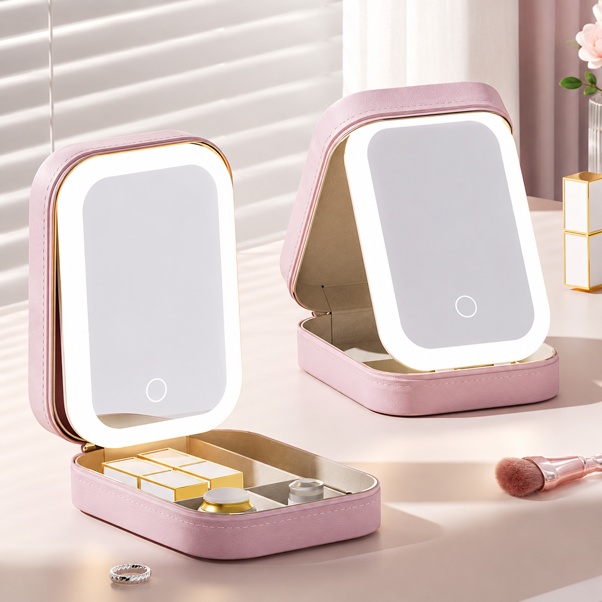 Joyero Organizador con Espejo y Luz LED